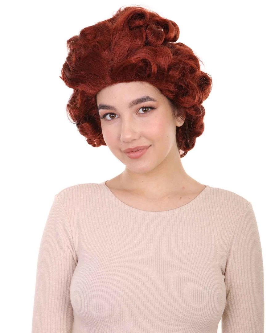 HPO Women's Colonial Historical Lady Wigs | Auburn Halloween Wigs | Premium Breathable Capless Cap