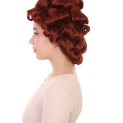 HPO Women's Colonial Historical Lady Wigs | Auburn Halloween Wigs | Premium Breathable Capless Cap