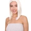 Adult Women's 12" Inch Medium Length Straight Filipina Beauty Lifestyle Costume Wig, Synthetic Beautiful Fiber White Hair, Capless Cap Design For Comfort | HPO