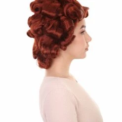 HPO Women's Colonial Historical Lady Wigs | Auburn Halloween Wigs | Premium Breathable Capless Cap