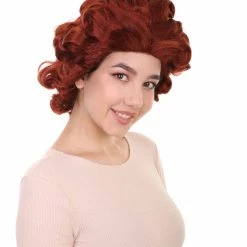 HPO Women's Colonial Historical Lady Wigs | Auburn Halloween Wigs | Premium Breathable Capless Cap