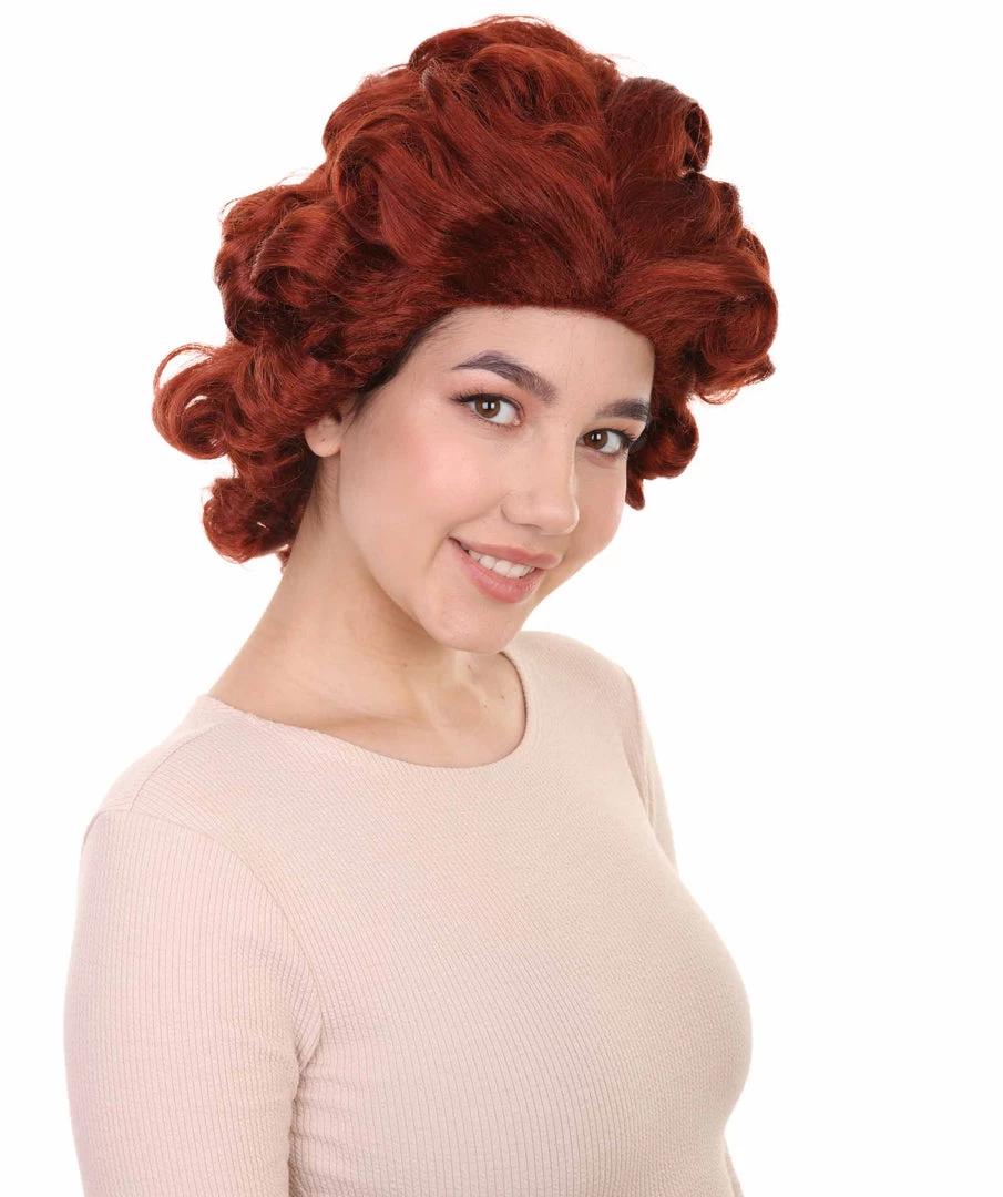 HPO Women's Colonial Historical Lady Wigs | Auburn Halloween Wigs | Premium Breathable Capless Cap