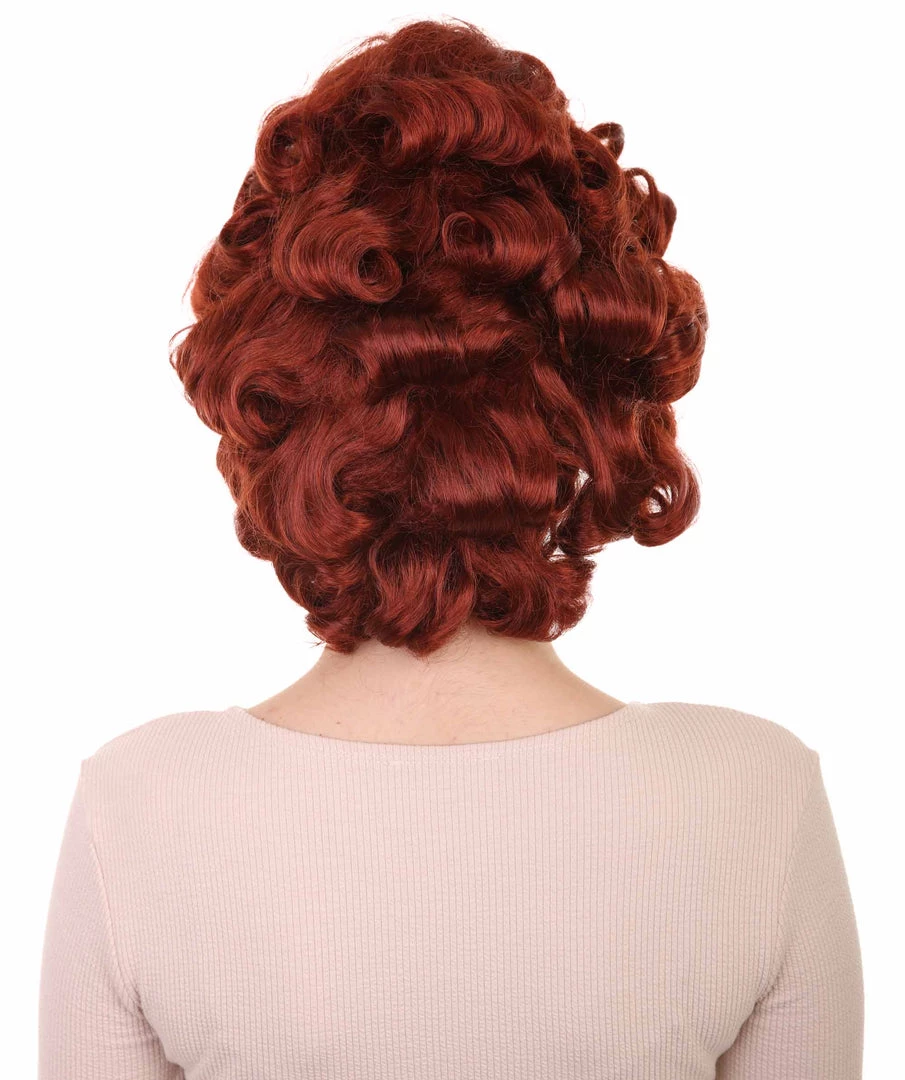 HPO Women's Colonial Historical Lady Wigs | Auburn Halloween Wigs | Premium Breathable Capless Cap