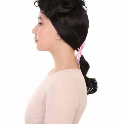 HPO Womens French Colonial Historical Wig | Black Cosplay Wigs | Premium Breathable Capless Cap