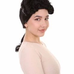 HPO Womens French Colonial Historical Wig | Black Cosplay Wigs | Premium Breathable Capless Cap
