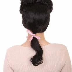 HPO Womens French Colonial Historical Wig | Black Cosplay Wigs | Premium Breathable Capless Cap