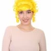 HPO Women's Women Colonial Curly Wigs | Yellow Cosplay Halloween Wigs | Premium Breathable Capless Cap