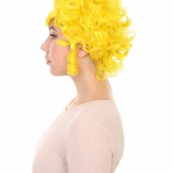 HPO Women's Women Colonial Curly Wigs | Yellow Cosplay Halloween Wigs | Premium Breathable Capless Cap