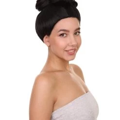 HPO Women's Pinned Up China Girl Wig | Black Cosplay Wig | Premium Breathable Capless Cap