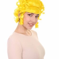 HPO Women's Women Colonial Curly Wigs | Yellow Cosplay Halloween Wigs | Premium Breathable Capless Cap