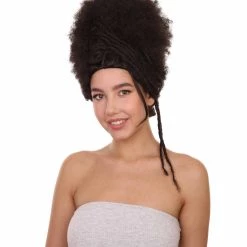 Adult Women's 16" Inch Medium Length Halloween Cosplay Afro Puff Good As Hell Goddess Costume Wig, Synthetic Fiber Hair With Braids, | HPO