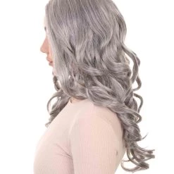 HPO Womens Medium Wavy Wigs | Gray Cosplay Wigs | Premium Breathable Capless Cap Women's