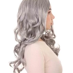 HPO Womens Medium Wavy Wigs | Gray Cosplay Wigs | Premium Breathable Capless Cap Women's