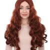 HPO Long Auburn Wavy Womens Wigs | Natural Looking Fancy Wig | Premium Breathable Capless Cap Women's