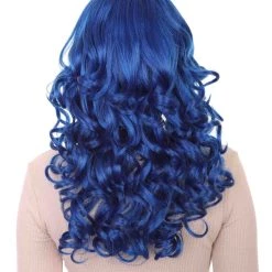 HPO Carnival Womens Wig | Blue Long Curly Party Event Ready Cosplay Halloween Wig | Premium Breathable Capless Cap
