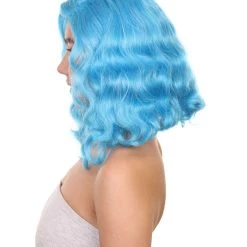 HPO Shoulder Length Women's Wig - Cotton Candy Blue Hair - Capless Cap Design