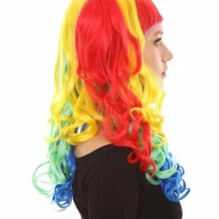 HPO Women Long Wavy Cosplay Rainbow Wig | Premium Breathable Capless Cap Women's
