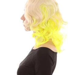 HPO Womens Two Tone Wig | Rock Star Celebrity Yellow Wig | Premium Breathable Capless Cap Women's