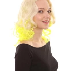 HPO Womens Two Tone Wig | Rock Star Celebrity Yellow Wig | Premium Breathable Capless Cap Women's