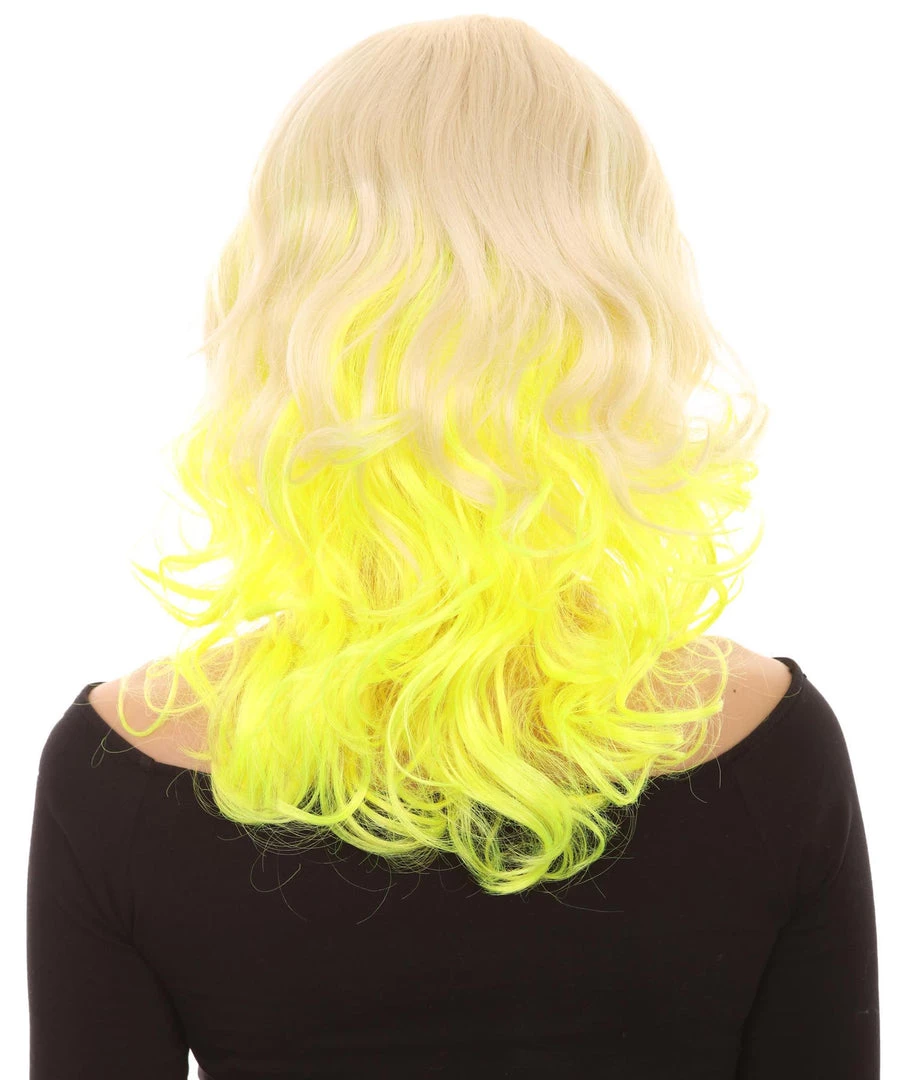 HPO Womens Two Tone Wig | Rock Star Celebrity Yellow Wig | Premium Breathable Capless Cap Women's