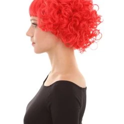HPO Women's Short Red Cute Curly Wavy Wig | Party Ready Fancy Cosplay Halloween Wig | Premium Breathable Capless Cap