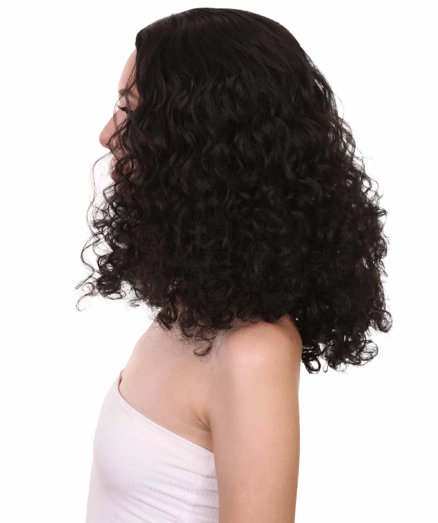 Adult Women's 17" Inch Medium Length Curly Party Movie Cosplay Halloween Dark BadGirlRiri Character Costume Wig, Synthetic Fiber Soft Hair, | HPO