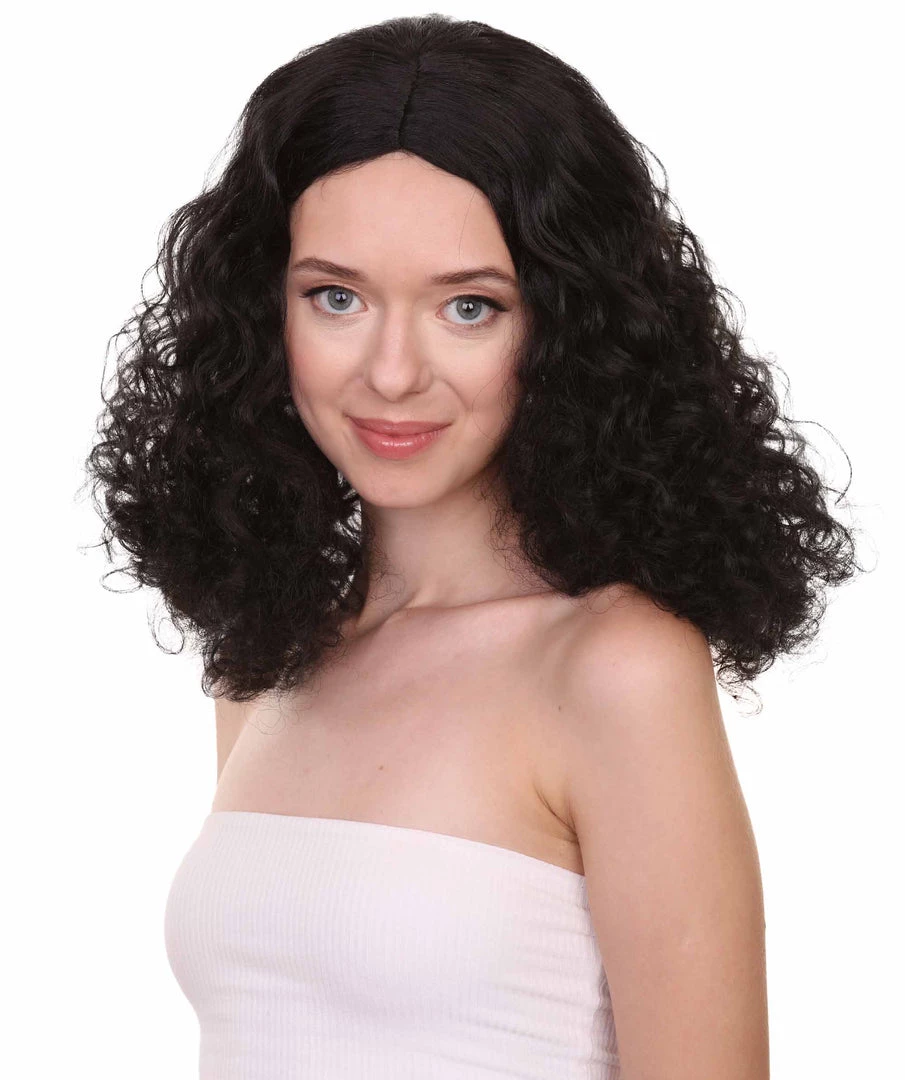 Adult Women's 17" Inch Medium Length Curly Party Movie Cosplay Halloween Dark BadGirlRiri Character Costume Wig, Synthetic Fiber Soft Hair, | HPO