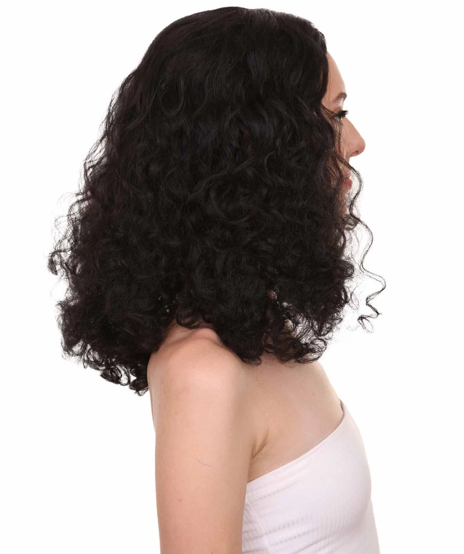 Adult Women's 17" Inch Medium Length Curly Party Movie Cosplay Halloween Dark BadGirlRiri Character Costume Wig, Synthetic Fiber Soft Hair, | HPO