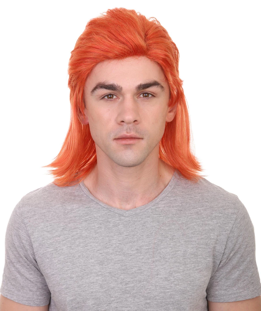 HPO 70's Disco Men's Wig | Orange Retro Wig | Premium Breathable Capless Cap