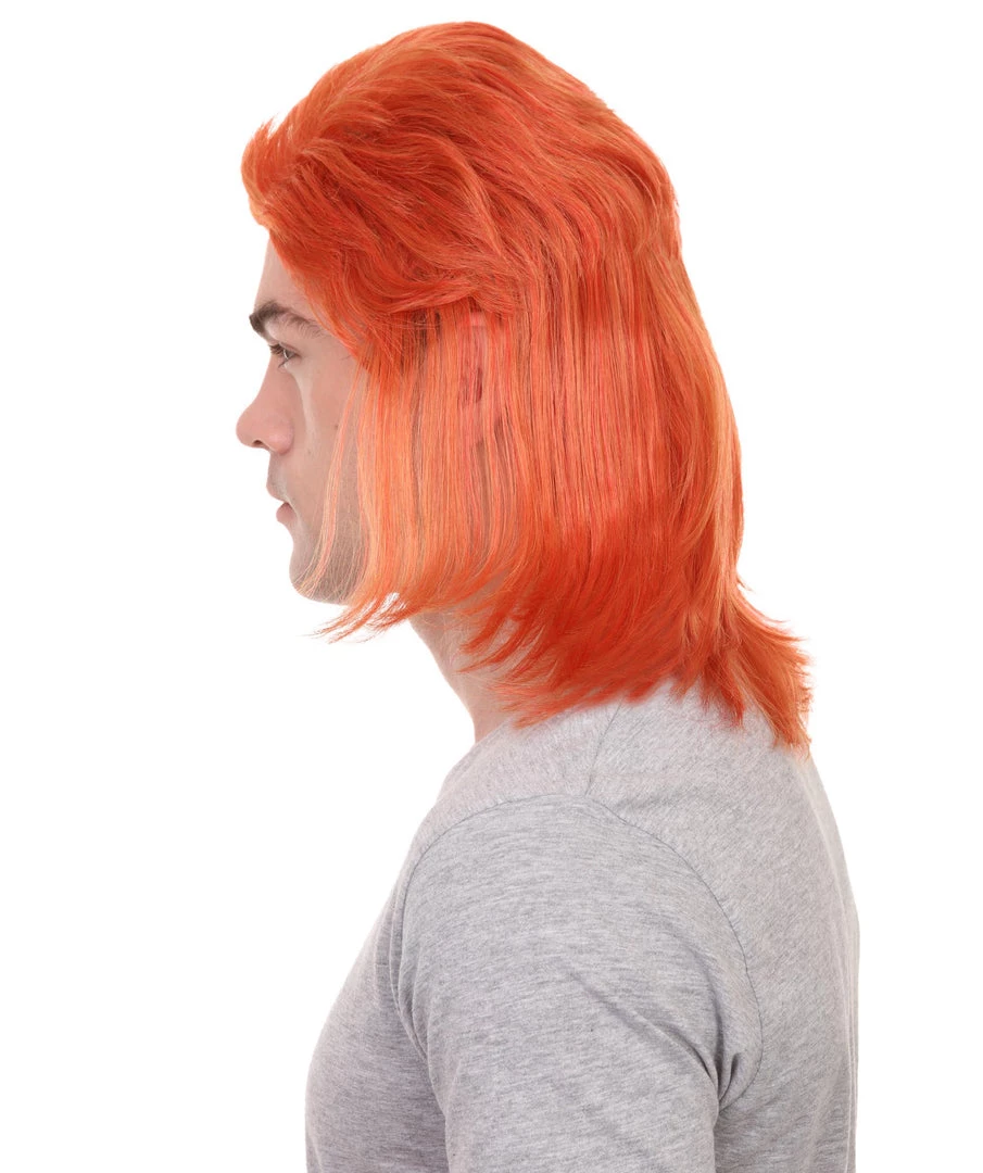 HPO 70's Disco Men's Wig | Orange Retro Wig | Premium Breathable Capless Cap