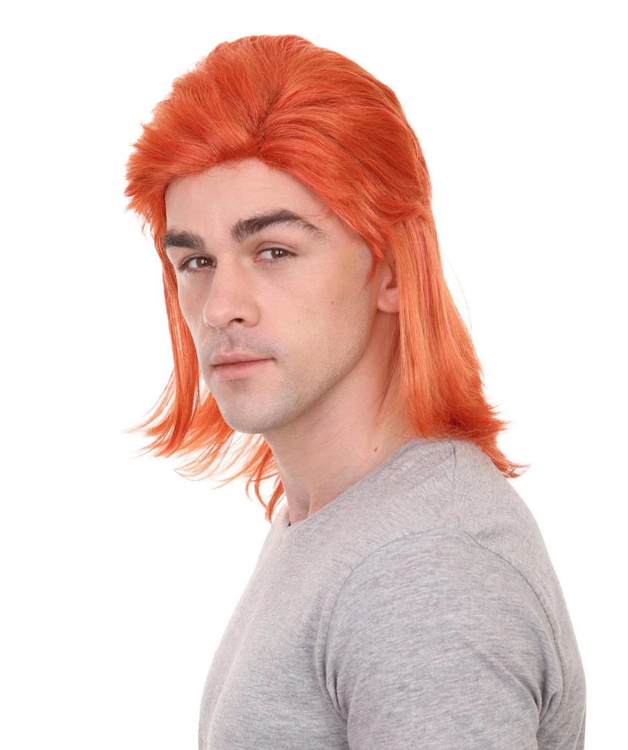HPO 70's Disco Men's Wig | Orange Retro Wig | Premium Breathable Capless Cap