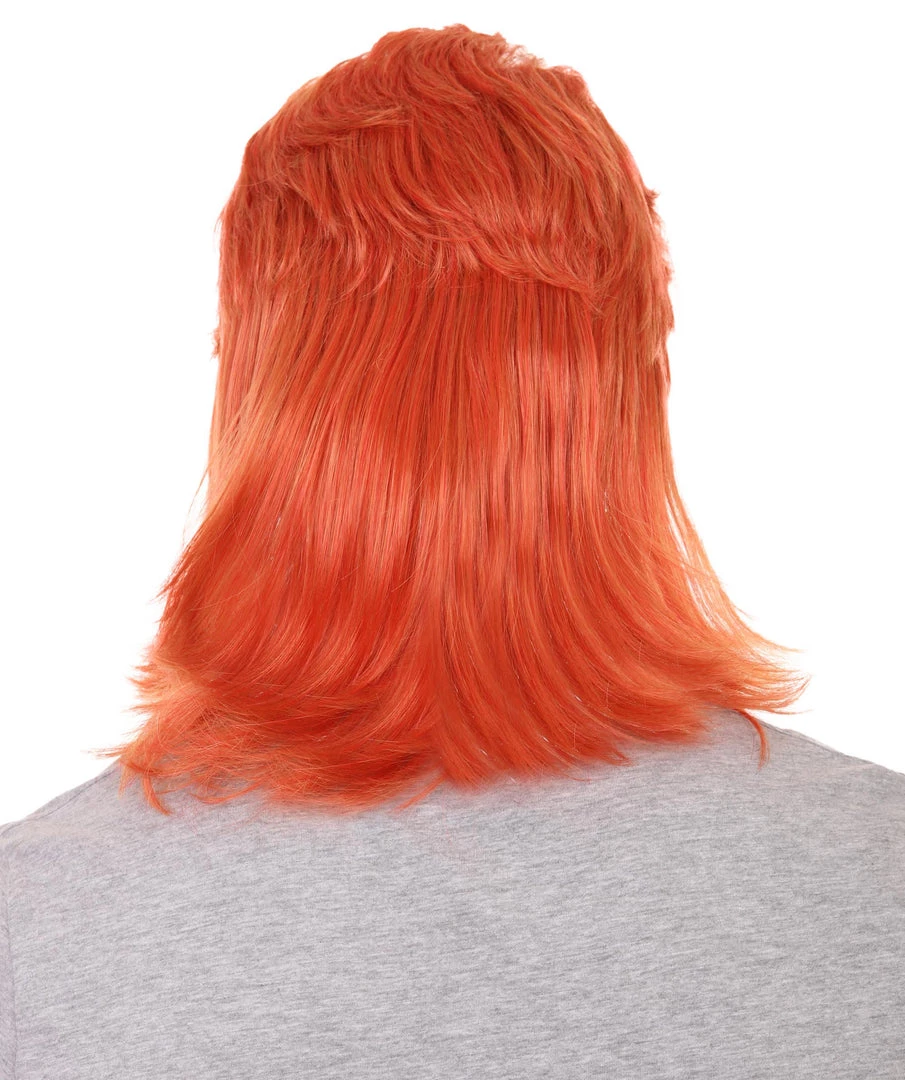 HPO 70's Disco Men's Wig | Orange Retro Wig | Premium Breathable Capless Cap