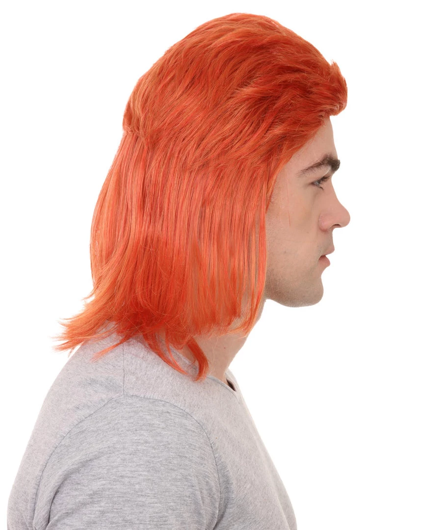 HPO 70's Disco Men's Wig | Orange Retro Wig | Premium Breathable Capless Cap