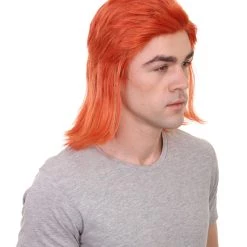 HPO 70's Disco Men's Wig | Orange Retro Wig | Premium Breathable Capless Cap