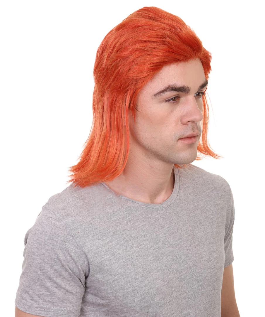 HPO 70's Disco Men's Wig | Orange Retro Wig | Premium Breathable Capless Cap