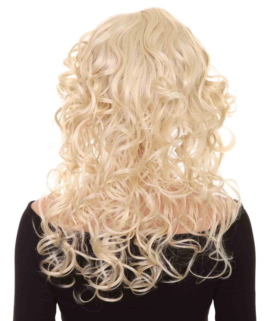 HPO Men's Adult Womens Wig | Curly Long Princess Blonde Cosplay Halloween Wig | Premium Breathable Capless Cap