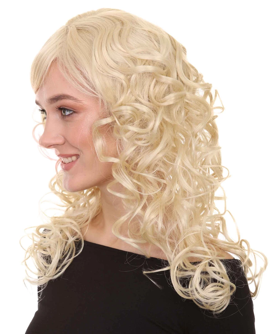 HPO Men's Adult Womens Wig | Curly Long Princess Blonde Cosplay Halloween Wig | Premium Breathable Capless Cap