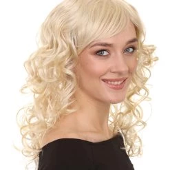 HPO Men's Adult Womens Wig | Curly Long Princess Blonde Cosplay Halloween Wig | Premium Breathable Capless Cap