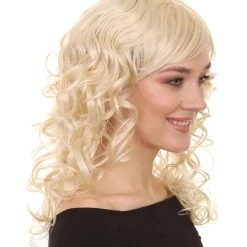 HPO Men's Adult Womens Wig | Curly Long Princess Blonde Cosplay Halloween Wig | Premium Breathable Capless Cap