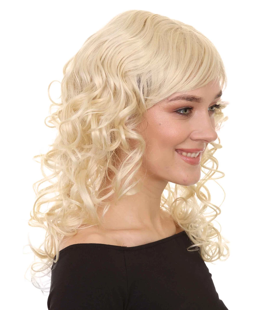 HPO Men's Adult Womens Wig | Curly Long Princess Blonde Cosplay Halloween Wig | Premium Breathable Capless Cap