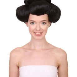 Adult Women's 10" Inch Short Length Updo Halloween Animated Geisha Warrior Costume Wig, Synthetic Soft Fiber Hair, Perfect For Your Next Princess Convention And Group Anime Party! | HPO