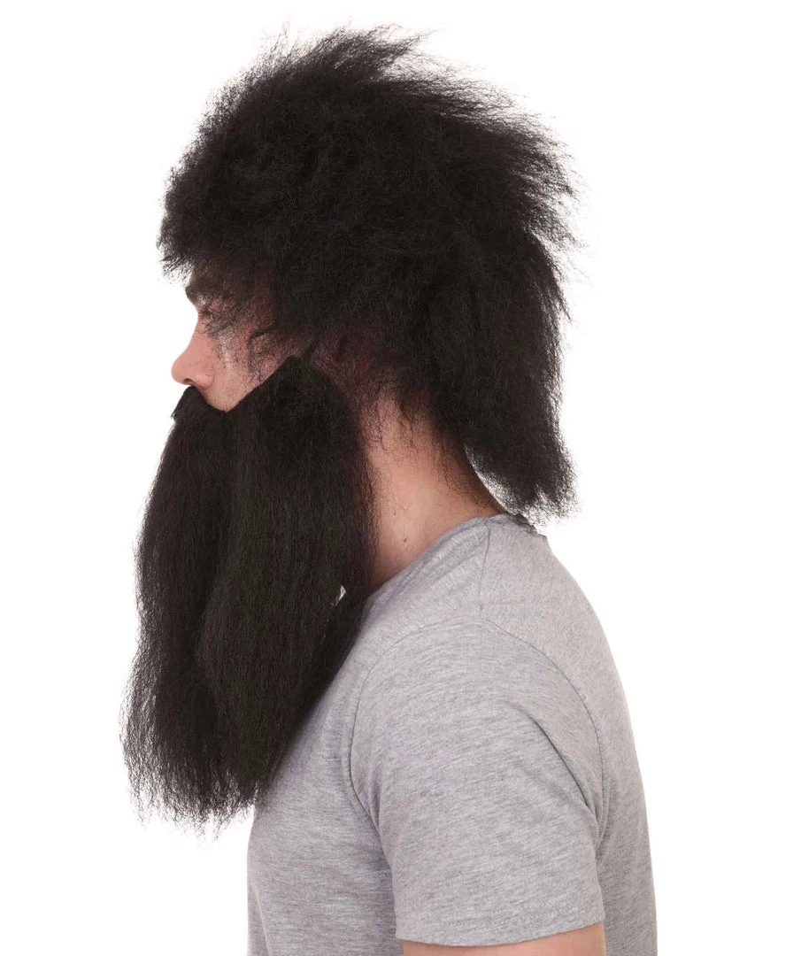 HPO Caveman Mens Wig And Beard Set Collection | Stone Age Cosplay Halloween Wig | Premium Breathable Capless Cap