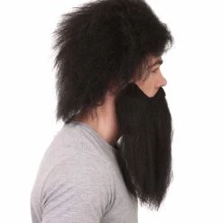 HPO Caveman Mens Wig And Beard Set Collection | Stone Age Cosplay Halloween Wig | Premium Breathable Capless Cap