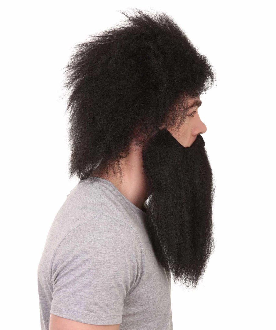 HPO Caveman Mens Wig And Beard Set Collection | Stone Age Cosplay Halloween Wig | Premium Breathable Capless Cap