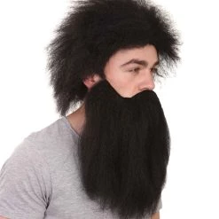 HPO Caveman Mens Wig And Beard Set Collection | Stone Age Cosplay Halloween Wig | Premium Breathable Capless Cap