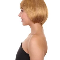 HPO Womens Gold Bob Wig | Stage/Event Fancy Halloween Wig | Premium Breathable Capless Cap