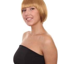 HPO Womens Gold Bob Wig | Stage/Event Fancy Halloween Wig | Premium Breathable Capless Cap