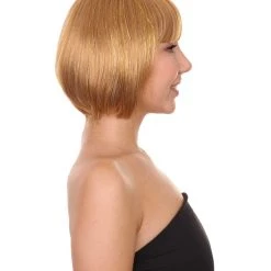 HPO Womens Gold Bob Wig | Stage/Event Fancy Halloween Wig | Premium Breathable Capless Cap