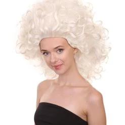 Adult Women's 17" Inch Medium Length Halloween Colonial Baroque Renaissance Puffy Drag Queen Costume Wig, Synthetic Fiber Hair, | HPO