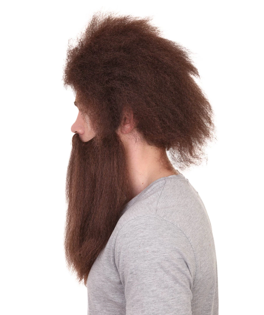 HPO Caveman Mens Wig And Beard Set Collection | Stone Age Cosplay Halloween Wig | Premium Breathable Capless Cap